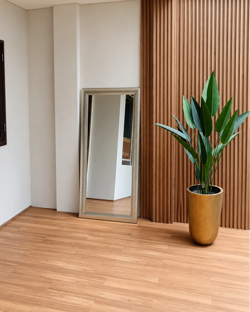 Hasil pemasangan lantai & wallpanel di ruang santai
